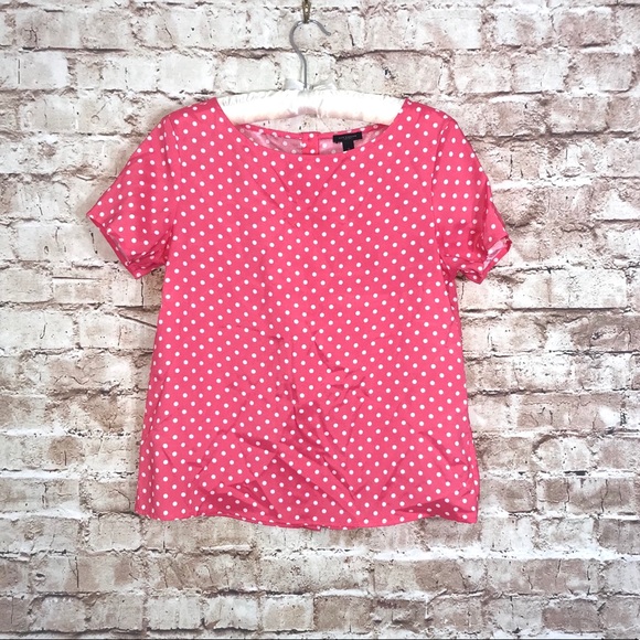 Ann Taylor Tops - Ann Taylor Pink White Polka Dot Button Back Blouse